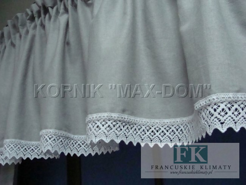 *VINTAGE SHABBY KPL lambrekin boki szarfa koronka