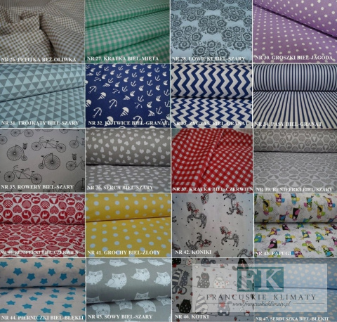 Zazdrostka zazdroska shabby bawełna kratka kropki