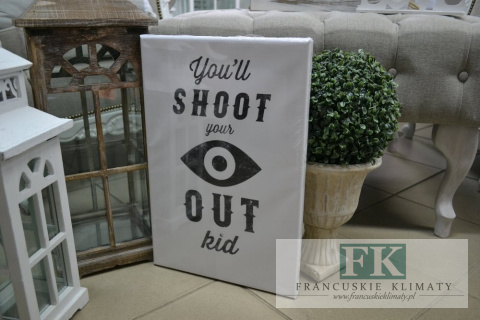 OBRAZ NA PŁÓTNIE 45 X 30 OKO EYE BLACK WHITE PROWANSJA SHABBY płótno CUDO