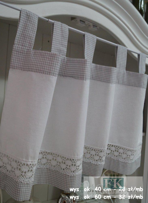 ZAZDROSTKA ZAZDROSKA NA SZELKACH , BAWEŁNA 100% WYS 60 CM , KRATKA PEPITKA SZARA