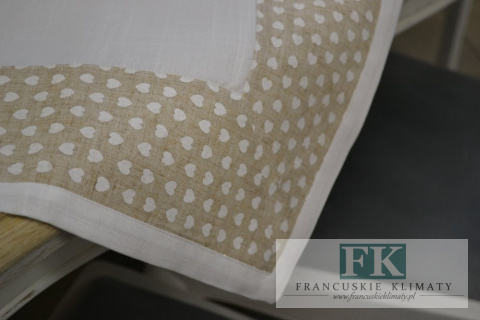 BIEŻNIK BEŻOWO-BIAŁY SERCA 50X100 SHABBY CHIC PROWANSJA FRANCJA