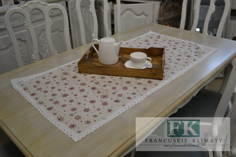 BIEŻNIK CZERWONE GWIAZDKI KORONKA 60X120 BIEŻNIK CZERWONE GWIAZDKI KORONKA 60X120