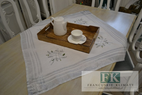 BIEŻNIK SERWETA 85X85 SREBRNE ŚWIECZKI BIEŻNIK SERWETA 85X85 SREBRNE ŚWIECZKI
