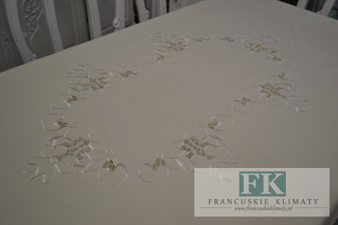 OBRUS BASIA KREM 140X180 HAFT PROWANSJA SHABBY CHIC FRANCJA