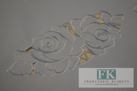 OBRUS BASIA SIWY 140X220 HAFT PROWANSJA SHABBY CHIC FRANCJA