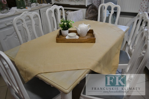 OBRUS JULA BEŻ 140X140 LEN NATURA SHABBY VINTAGE