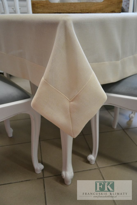 OBRUS JULA KREM 140X180 LEN NATURA SHABBY CHIC FRANCJA