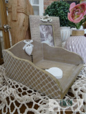 WSPANIAŁY DREWNIANY SERWETNIK BIAŁE SERCE 19 CM SHABBY CHIC VITAGE PROWANSJA