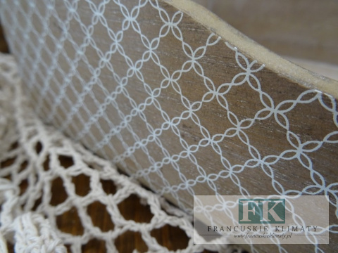 WSPANIAŁY DREWNIANY SERWETNIK BIAŁE SERCE 19 CM SHABBY CHIC VITAGE PROWANSJA