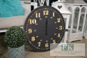 ZEGAR ŚCIENNY FI 59 CM CZARNY + ŻÓŁTE CYFRY LOFT SHABBY CHIC VINTAGE FRANCJA