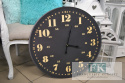 ZEGAR ŚCIENNY FI 59 CM CZARNY + ŻÓŁTE CYFRY LOFT SHABBY CHIC VINTAGE FRANCJA