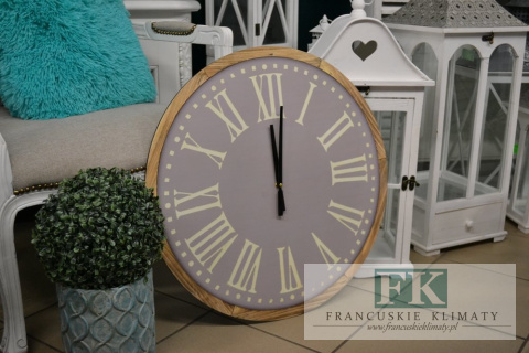 ZEGAR ŚCIENNY FI 59 CM WRZOS SHABBY CHIC FRANCJA VINTAGE
