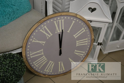 ZEGAR ŚCIENNY FI 59 CM WRZOS SHABBY CHIC FRANCJA VINTAGE