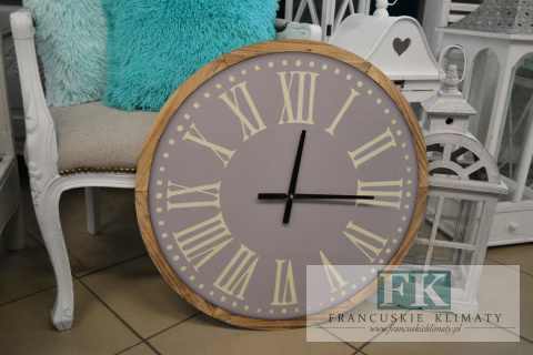 ZEGAR ŚCIENNY FI 59 CM WRZOS SHABBY CHIC FRANCJA VINTAGE