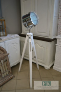 LAMPA TRÓJNÓG TRIPOD BIAŁA WYS. 152 CM FRANCUSKI , GLAMOUR , LOFT HAMPTON