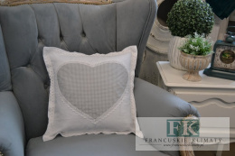 POSZEWKA DEKORACYJNA 45X45 SERCE KRATKA STYL PROWENSALSKI SHABBY CHIC FRANCUSKI