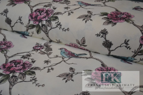 ! TKANINA PROWANSJA MATERIAŁ PTAKI KWIATY 180 CM