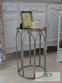 STOLIK 56 cm METALOWY Z LUSTRZANYM BLATEM MAŁY (56CM) W STYLU FRANCUSKIM , SHABBY CHIC , VINTAGE ,PROWANSJA