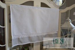 ZAZDROSTKA 60 CM BAWEŁNA KROPECZKI KORONKA SHABBY PROWANSJA