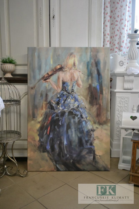 obraz na płotnie 80/120 dama ze skrzypcami