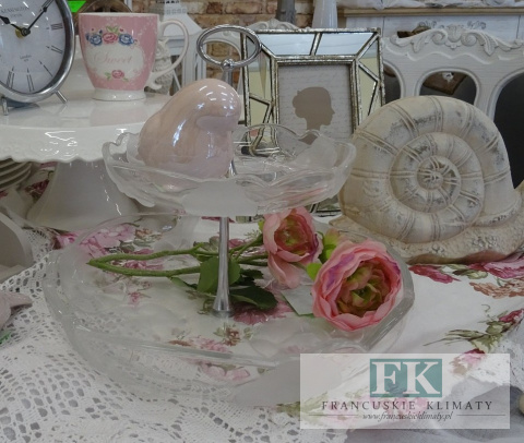 PATERA NA CIASTO KWIATY 29 CM SZKLANA WYS 23 CM