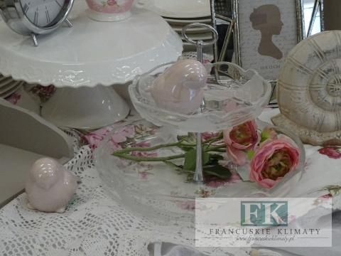 PATERA NA CIASTO KWIATY 29 CM SZKLANA WYS 23 CM