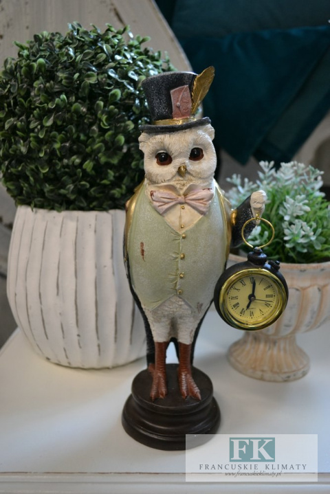 FIGURA SOWA Z ZEGARKIEM 29 CM