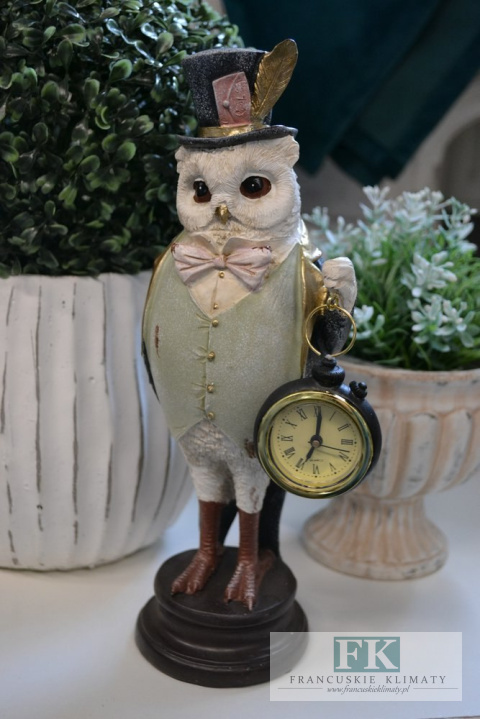 FIGURA SOWA Z ZEGARKIEM 29 CM