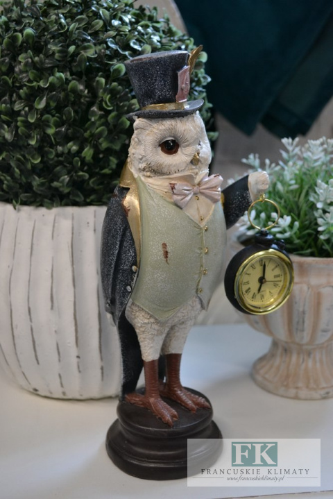 FIGURA SOWA Z ZEGARKIEM 29 CM