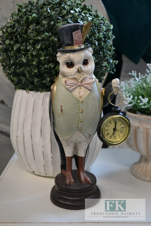 FIGURA SOWA Z ZEGARKIEM 29 CM