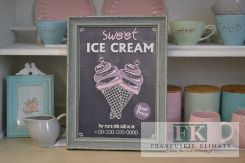 PRZEPIĘKNY OBRAZ ICE CREAM 40X30 W STYLU PIN UP RETRO VINTAGE