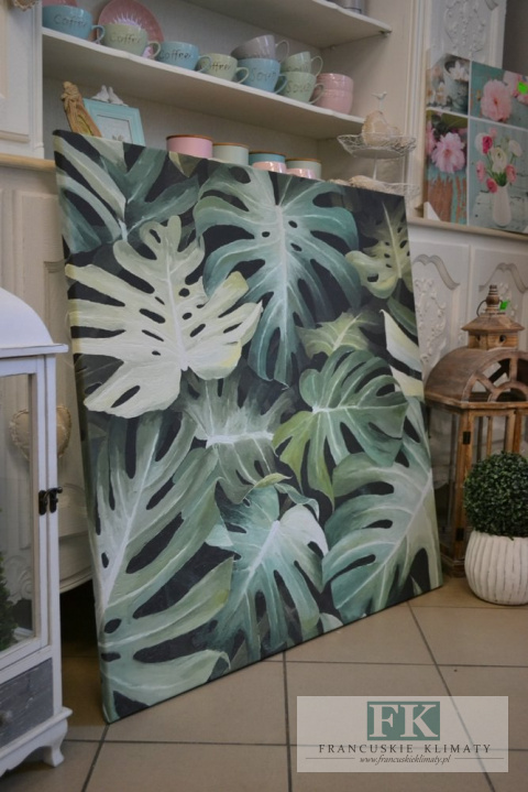 100X100cm ! na płótnie OBRAZ MOSTERA LIŚCIE STYL NOWOCZESNY BOHO PŁÓTNO