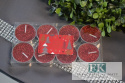 brokatowe TEALIGHT ! KPL. 8 SZT.CZERWONE PODGRZEWACZE