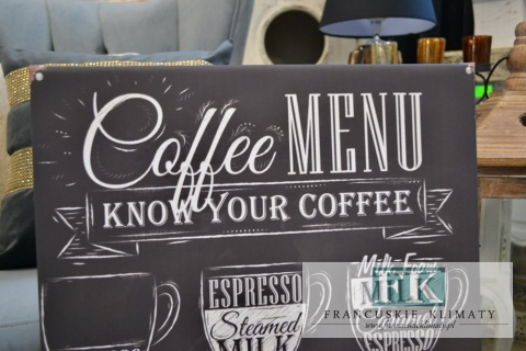 OBRAZ RETRO NA PŁÓTNIE 45/70 CAFFE MENU OBRAZ RETRO NA PŁÓTNIE 45/70 CAFFE MENU