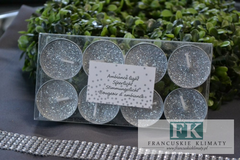 brokatowe TEALIGHT ! KPL. 8 SZT.SREBRNE ŚWIECZKI PODGRZEWACZE TEALIGHTY CANDLE brokatowe TEALIGHT ! KPL. 8 SZT.SREBRNE ŚWIECZKI PODGRZEWACZE TEALIGHTY CANDLE
