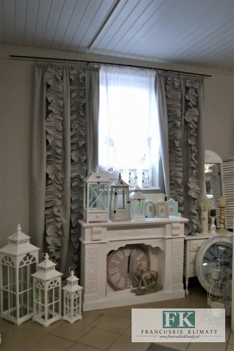 ZASŁONA z falbanami falbany PROWANSJA , VINTAGE , SHABBY CHIC , RERTRO WYS 250 CM