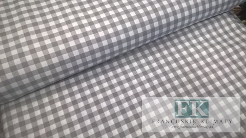 MATERIAŁ TKANINA OBRUSY ZASŁONY KRATKA SZARA BIAŁA 1X1 SZER 170 CM