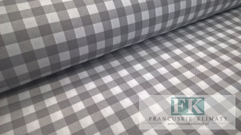 MATERIAŁ TKANINA OBRUSY ZASŁONY KRATKA SZARA BIAŁA 1X1 SZER 170 CM