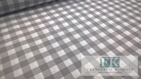 MATERIAŁ TKANINA OBRUSY ZASŁONY KRATKA SZARA BIAŁA 1X1 SZER 170 CM