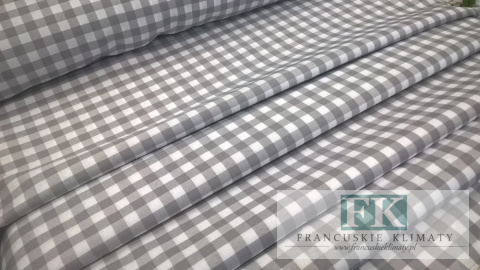 MATERIAŁ TKANINA OBRUSY ZASŁONY KRATKA SZARA BIAŁA 1X1 SZER 170 CM