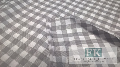 MATERIAŁ TKANINA OBRUSY ZASŁONY KRATKA SZARA BIAŁA 1X1 SZER 170 CM