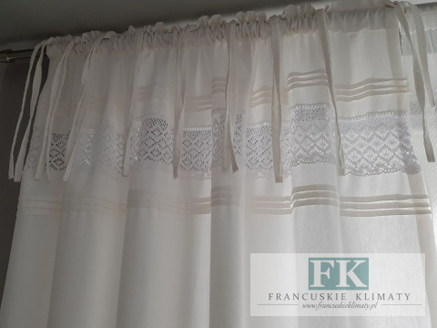 ZASŁONA bawełna /koronka W STYLU PROWENSALSKIM , FRANCUSKIM , SHABBY ZASŁONA bawełna /koronka W STYLU PROWENSALSKIM , FRANCUSKIM , SHABBY