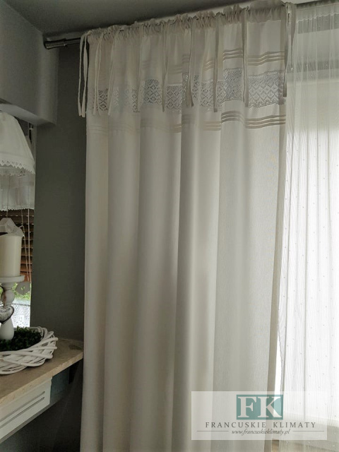ZASŁONA bawełna /koronka W STYLU PROWENSALSKIM , FRANCUSKIM , SHABBY ZASŁONA bawełna /koronka W STYLU PROWENSALSKIM , FRANCUSKIM , SHABBY