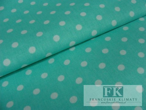 TKANINA BAWEŁNIANA , BAWEŁNA 100% , szer 160 CM KROPKI MIĘTOWE