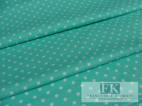 TKANINA BAWEŁNIANA , BAWEŁNA 100% , szer 160 CM KROPKI MIĘTOWE