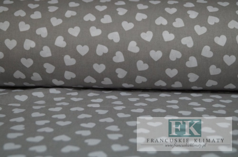 TKANINA BAWEŁNIANA , BAWEŁNA 100% , szer 160 cm SERDUSZKA SZARE