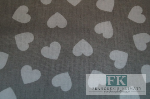 TKANINA BAWEŁNIANA , BAWEŁNA 100% , szer 160 cm SERDUSZKA SZARE