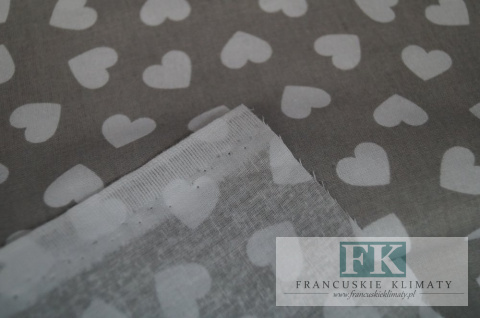 TKANINA BAWEŁNIANA , BAWEŁNA 100% , szer 160 cm SERDUSZKA SZARE