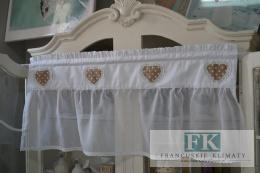 ZAZDROSTKA ZAZDROSKA SZYTA KORONKOWE SERCE kropki kawowe WYS 45 CM SHABBY NA WYMIAR , BAWEŁNA 100%