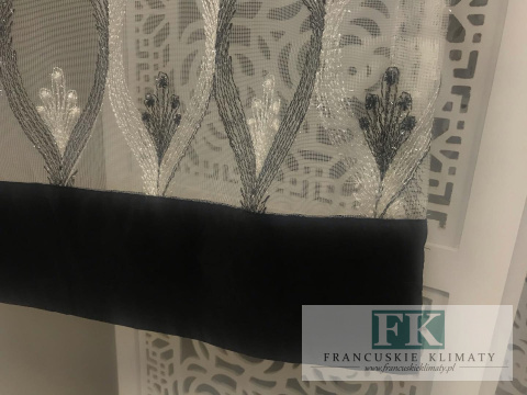 FIRANA SKOS + PANEL KRESZ ORAGNZA SREBRO GLAMOUR TAFTA CZARNA